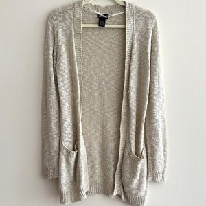 Wet Seal Open Front Long Knit Cardigan, Tan, Size Medium